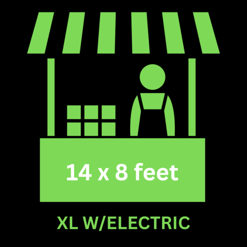 Diagram icon representing an extra-large booth with electric access at the Perry Hall Craft Fair.