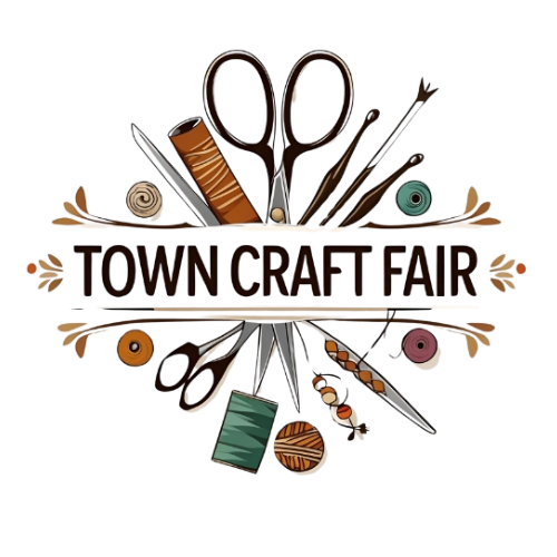 Town Craft Fair logo featuring a circular design with craft-themed icons and the words “Town Craft Fair” in the center.