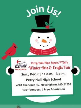 Image of a flyer for Perry Hall High School Winter Arts & Crafts Fair.