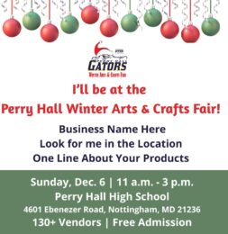 Square social media ad promoting Perry Hall High School's Winter Arts & Crafts Fair.