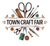 Town Craft Fair logo featuring a circular design with craft-themed icons and the words “Town Craft Fair” in the center.